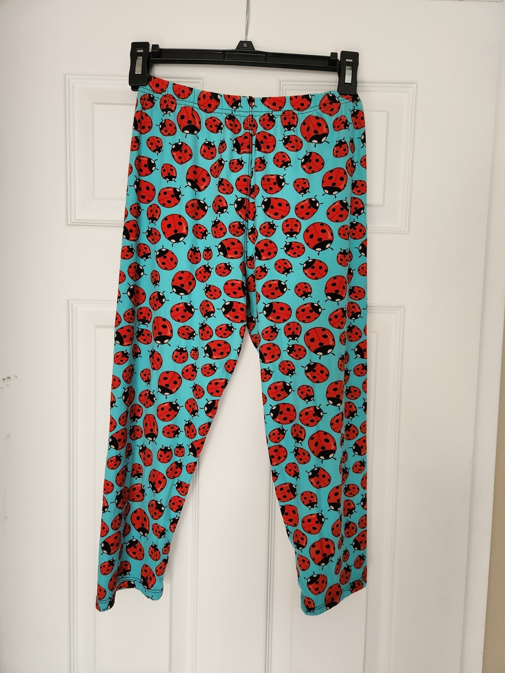Women’s Ladybug Print Leggings - Teal and Red